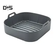 Silicone Air Fryer Baking Pan Liners with Handles Food-Grade Silicone Oven Liner Non-Stick Reusable Airfryer Accessories for 4-6 Qt Air Fryers grey S