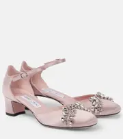 [Jimmy Choo] Jimmy Choo Verity 45 embellished satin pumps AU 4.5 pink
