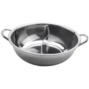 28cm Hot Pot Twin Divided Stainless Steel 28cm Cookware Hot Pot Ruled Compatible Soup Stock Pots Home Kitchen Silver