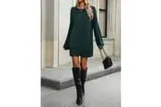 Uptown Girl Mini Sweater Dress - Green