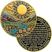 Affirmation Sobriety Coin Gift Set | Sunlight AA Chip Medallion with Coin Capsule | Sobriety Gifts for Anniversary Month & Year for Men & Women in Recovery (Gold & Black)