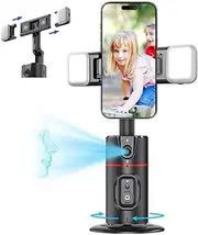 P02 ligent 360° Mobile Phone Head ligent AI Face Recognition/Gesture Follow-up Panoramic Follow-up Anti-Shake with Remote Control Detachable Phone Clip Retractable Upgraded Black Updated Version