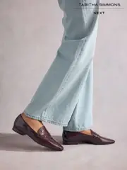 Berry Red Standard Fit Tabitha Simmons Jess Leather Square Toe Loafers (B16137) | $79