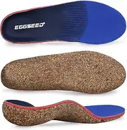 [Eggseed] Plantar Fasciitis Relief Feet Cork Insoles Arch Supports Orthotics Inserts for Flat Feet, High Arch, Foot Pain Shoe Heel Inserts in Work Boots Blue(for Women 13.5-15.5/Men 12.5-14.5)