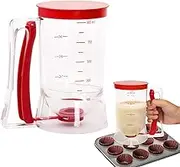 Pancake Batter Dispenser - 900ml Handheld Cake Dispenser | Leak-Proof Batter Poorer | Measuring Cup with Label, Squeeze Handle Baking Dispenser, Cupcake Maker for Kitchen Use