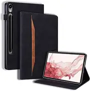 Case for Samsung Galaxy Tab S10FE+, S10 FE Plus 13 inch 2025(SM-X620, SM-X626, SM-X626B) Pencil Slot Wallet PU Leather Case Lens Protection Magnetic Closure [Stand Function] [Card Slots] Black