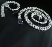 Sterling Silver 10MM solid heavy Chain Bracelet and Necklace Jewelry