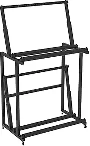 2 Tier Large Capacity Tennis Racquet Holder, Adjustable Height Portable Badminton Racket Storage Rack for Nursery/Court/Schools, Durable Steel Frame with Wheels,Black Hold 18 Rackets