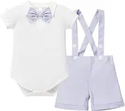 [IBTOM CASTLE] Baby Boys Formal 1st Birthday Onesie Gentleman Outfits Wedding Suit Cake Smash Bowtie Baptism Clothes