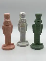 Target Bullseye Nutcracker Set of 3 Christmas Decor Pink Green Iridescent Large
