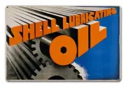 SHELL LUBRICATING OIL GEARS 18" HEAVY DUTY USA MADE METAL GAS ADVERTISING SIGN