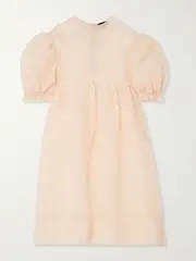 [Simone Rocha] Simone Rocha - Oversized Ruffled Crinkled Organza Midi Dress - Peach - UK 8 UK 8 Orange