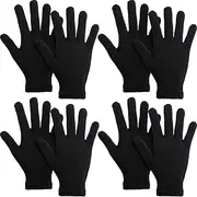 [SATINIOR] 4 Pairs Magic Winter Gloves Unisex Gloves Knit Stretchy Mitten Bulk Full Fingers Warm Gloves for Men Women Sports