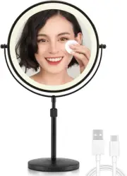 3X/10X Magnifying Makeup Mirror with Lights, 8.5 Inches Double Sided Swivel-Free