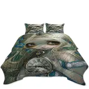 Kids Fantasy Art Keeping Up Alice Holding a Clock Coverlet