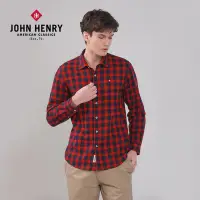 在飛比找Yahoo奇摩購物中心優惠-JOHN HENRY 格紋休閒長袖襯衫-紅