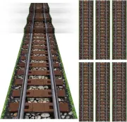 24 Inch x 10 ft Plastic Railroad Track Aisle Runner Train Party Decorations Wild