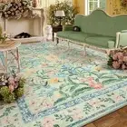 Boho Light Green Large Area Rugs for Bedroom, Floral 9' x 12' Tea Green