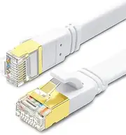Yauhody CAT8 Ethernet Cable 10m, High Speed 40Gbps 2000MHz SFTP Flat Internet Network LAN Cable with Gold Plated RJ45 Connector for Router, Modem, PC, Switches, Hub, Laptop, Gaming, X Box (White, 10m)