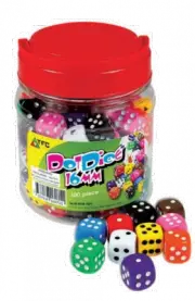 Dice, six sided, dot, 16mm, jar/60