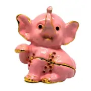 Pink Baby Elephant Trinket box, Enamalled, Gold plated & Crystals., Jewellery