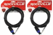 2 Rockville RCTS1610 10' 16 AWG 1/4" TS to Speakon Pro Speaker Cable 100% Copper