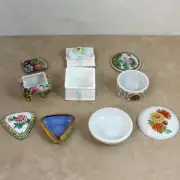 Lot of 5 Porcelain Trinket Pill Boxes -Flowers/Floral Theme