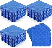 Huwena 50 Pcs Modular Interlocking Cushion 10 x 10 Inch Non Slip Pool Floor Mat Blue Interlocking Rubber Bathroom Flooring Tiles Drainage Mat with Hole for Drain Deck Pool Patio Balcony Shower Kitchen