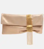 [Jimmy Choo] Jimmy Choo Zandra Small embellished suede clutch One Size gold