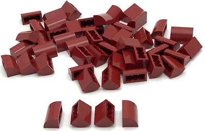 Lego 50 New Dark Red Sloped Curved 1 x 2 x 1 Stud Pieces