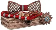 [SLEDEZ] Bow Tie Set for Men Wooden Bow Tie Men's Wooden Bow Tie Cufflinks Corsage Square Scarf Set