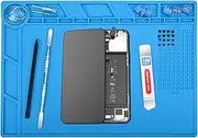 MMOBIEL Anti-Static Non-Slip Magnetic Silicone Repair Mat, Multi Work Station Soldering Mat (35 x 25 cm) 350g (Blue)