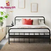 Artiss Metal Bed Frame DOUBLE Size Platform Foundation Mattress Base Leo Black