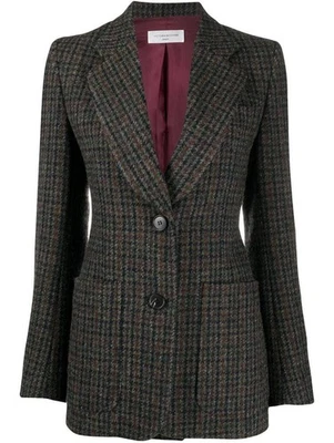 Victoria Beckham - Harris Tweed Wool Blazer AW20 - Brown - Size UK 12 - NEW !