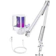 Maono Gamerwave DGM20S USB Microphone Gaming Mic Condenser Mic RGB Mic Noise Canceling Mic with Mic Gain,RGB Light,One key mute DM20S-White