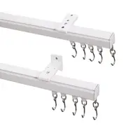 Ceiling or Wall Mount Curtain Track Kit with Hooks, 3ft - 6ft 3-6' Track Set