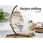 Hanging Egg Swing Chair With Cushion Wicker Rattan Hammock Outdoor Furniture