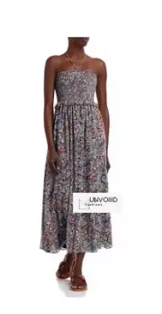 AQUA | Paisley Smocked Halter Midi Dress Sz S Multicolored