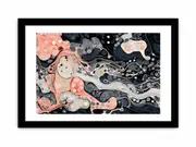 Black Pink Marble Art Framed Print