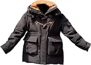 [nichangyuyi] horn button mid length down jacket solid color down coat
