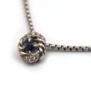New DAVID YURMAN 8mm Petite Infinity Birthstone 17" Necklace Sapphire Diamond