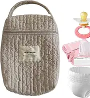 Diaper Organizer for Changing Table - Quilted Cotton Diaper Bag with Smooth Zipper - Soft Versatile Diaper Organizer, Portable Diaper Stacker for Pacifiers