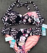 Seafolly Ocean Rose DD/E Cup Halter Top (US 6) & Ruched Side Retro Pant (US 10)