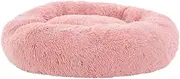 Large Calming Soft Plush Pet Bed for Dogs and Cats 90cm Pink Cozy Comfort
