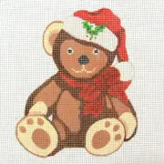 Hand-painted Needlepoint Canvas, Christmas Teddy, 18" mesh, NEW