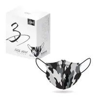 在飛比找ETMall東森購物網優惠-【CSD中衛】醫療口罩-3D立體-酷黑迷彩1盒入-鬆緊耳帶(