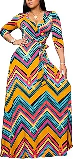 [JTNFairy] Womens Casual Floral Print Long Maxi Dress Plus Size Plain Party Outfits