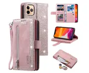 9 Cards PU Leather Zipper Flip Case Wallet Phone Case for iPhone