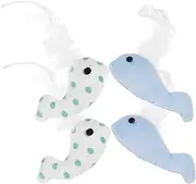 BCOATH 4pcs Interactive Cat Toys Plush Whale Shape Kitten Toy Safe Sturdy Cat Teething Chew Toy for Indoor Cats