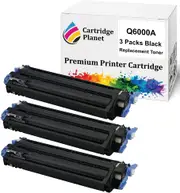3 Pack Black Compatible Toner Cartridge Replacement for HP 124A Q6000A (2,500 Pages) for HP Color Laserjet 1600 2600n 2605 2605dn 2605dtn CM1015 MFP CM1017 MFP